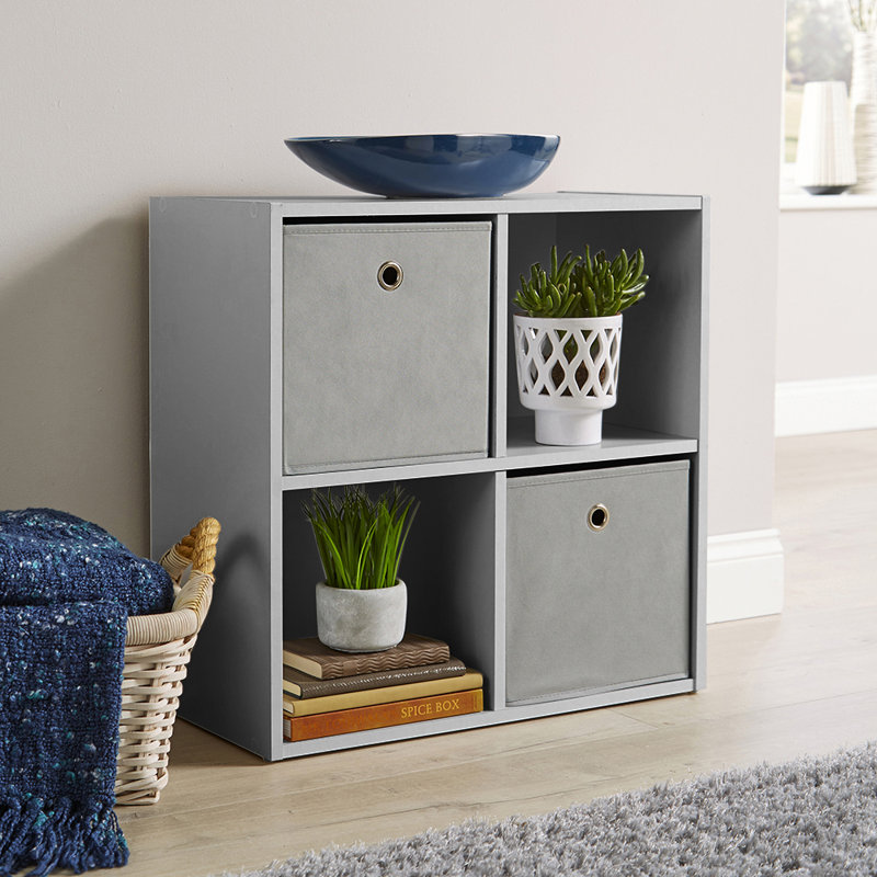 Steib 2x2 Storage Cube Bookcase Unit, Grey