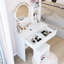 Table de coiffeuse: miroir rond à DEL de 17 po, éclairage réglable à 3 couleurs, tabouret moelleux, grand rangement à plusieurs couches, conception américaine, fabrication blanche, luminosité, rangement confortable pour les petits espaces, style,
