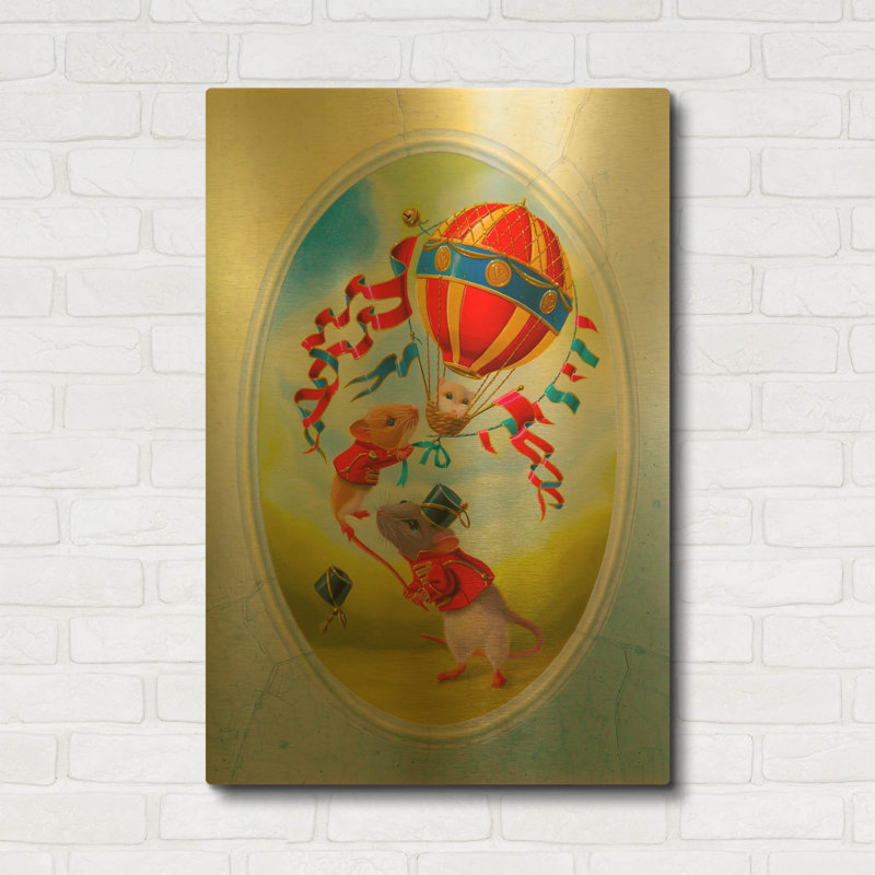 « Ballon sous le mistral » de Valery Vecu Quitard, tableau mural en métal doré, 61 x 91 cm, 24 po x 36 po