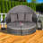 All-Weather 5-Piece Outdoor Daybed Conversation Sets with Retractable Canopy and Hidden Table-2076805672