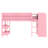 Twin Loft Bed with Desk, Storage Bookcases, Drawers & Blackboard, Solid Wood Kids Loft Bed, Pink-2060087169-2060087170