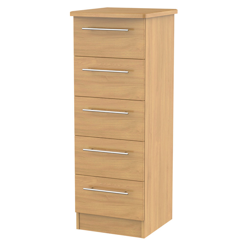 Fully Assembled Lyndale 5 Drawer Chest, English Oak