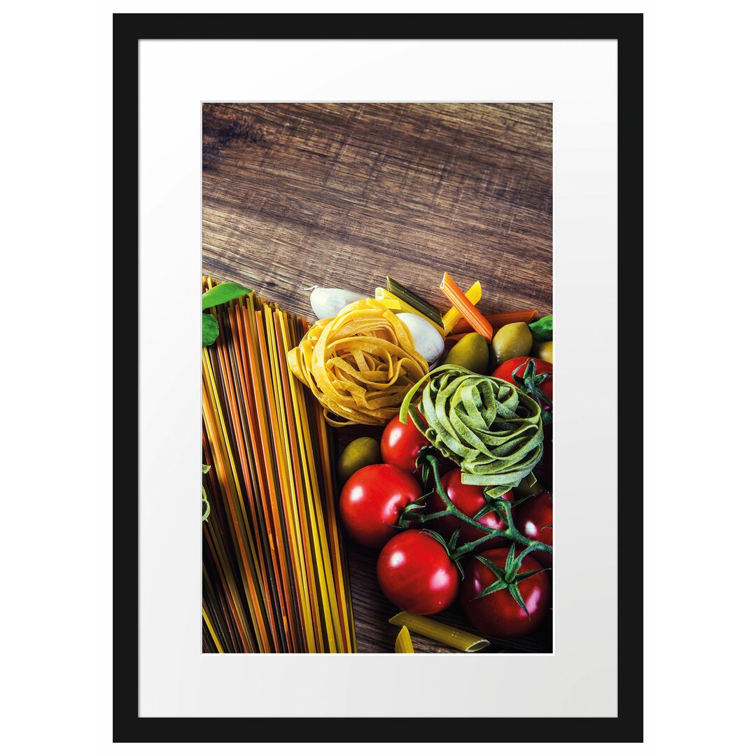 Gerahmter Fotodruck italienische Pasta mit Tomaten