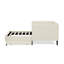 Structure de lit simple beige avec 2 tiroirs de rangement, lit en velours convertible, conception moderne, surface d'assise moelleuse, eucalyptus renforcé et rembourrage réglable pour la chambre à coucher, confortable