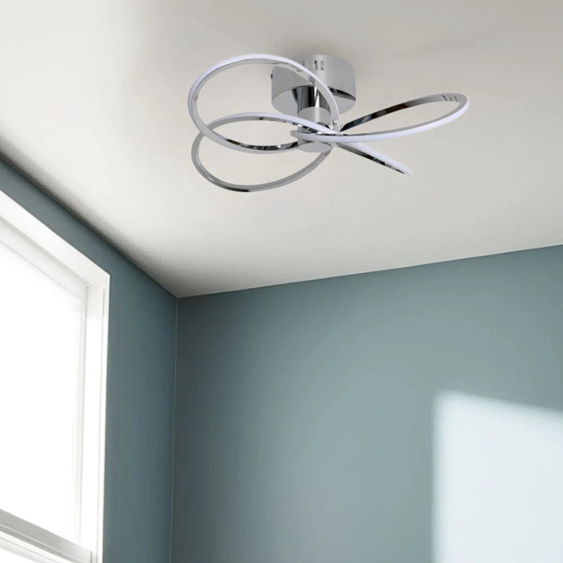 LED Semi Flush Mount, 12cm H x 46cm W x 46cm D, Polished Chrome