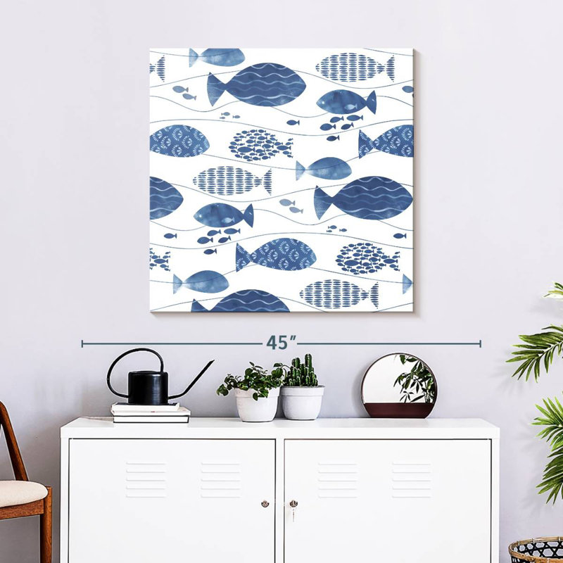Ashelle Abstract Blue Fish, 30" H x 30" W