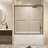 56-60" W × 60" H Tempered Glass Double Sliding Shower Door with Aluminum Frame-116835823