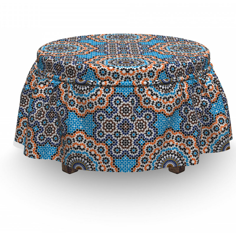 Ensemble de housse pour repose-pieds à coussins carrés en céramique marocain