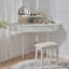 Meuble-lavabo de coin de style moderne avec grand rangement, miroir et tabouret à DEL, luminosité réglable, peu encombrant, blanc