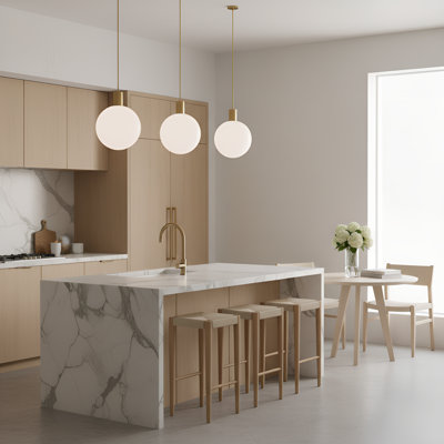 Luminaire suspendu de cuisine 1 lumière avec abat-jour lait Colewood