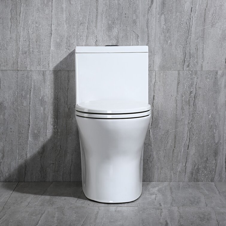 WoodBridge 1.6 Gallons GPF Round Comfort Height Floor Mounted One-Piece Toilet (Seat Included)