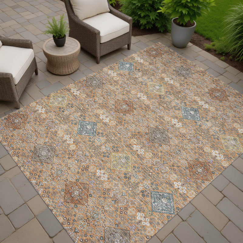 Machine Washable Indoor/Outdoor Chantille ACN2440 Traditional Rug, 3' x 5', Copper