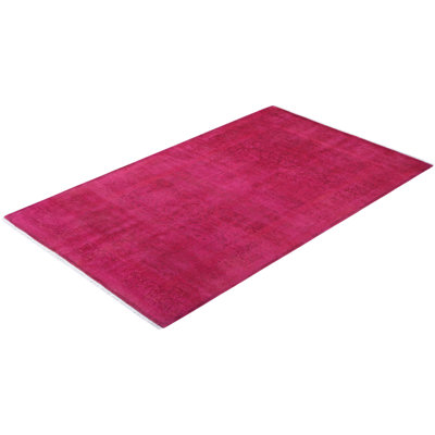 Overdyed Hand-Knotted Wool Modern-Contemporary Pink Area Rug 3' 1" x 5' 2"