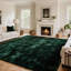 Élégant tapis moelleux vert foncé moelleux-1313240488