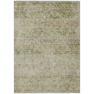 Tapis d'extérieur lavable abstrait sauge et beige 5 pi x 8 pi