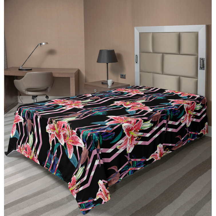 Ambesonne, drap plat floral pivoines, art botanique printanier