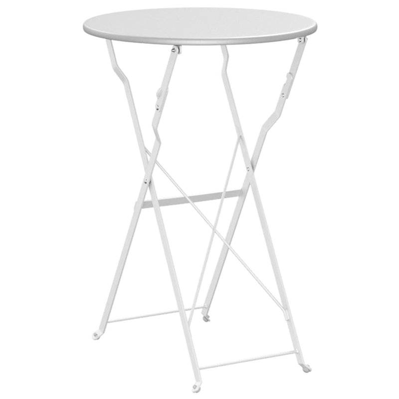 Bistro Table Folding Powder-coated Steel Garden Outdoor Furniture Patio, White