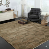 Brown Hand-Knotted Wool Framed Triangles Geometric Modern Contemporary Carpet Rug