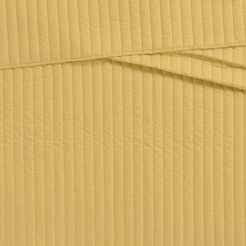 Ensemble de courtepointe standard en coton, Courtepointe double / grand + 2 taies décoratives, Jaune moutarde