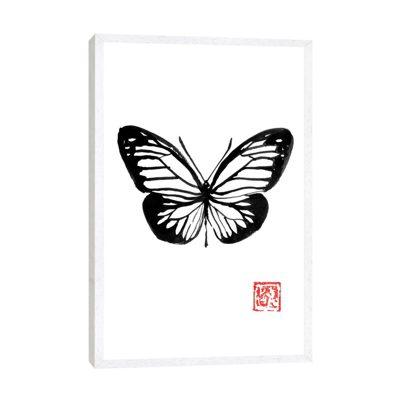 Butterfly by Péchane - Print on Canvas, 152.5 cm H x 101.5 cm W, White Framed