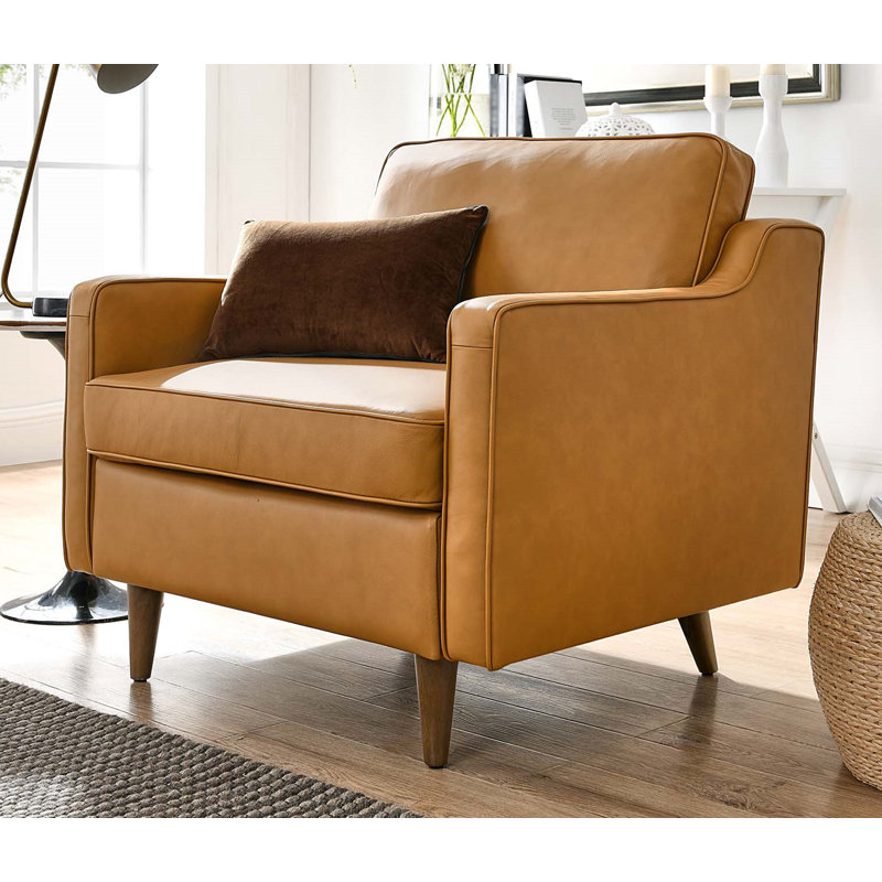Impart Genuine Leather Armchair, Tan Genuine Leather