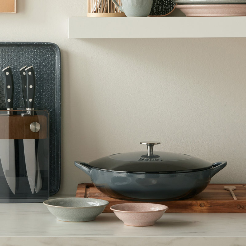 Denby Halo Cast Iron 3.8L Shallow Casserole, Halo/Gray Ombre