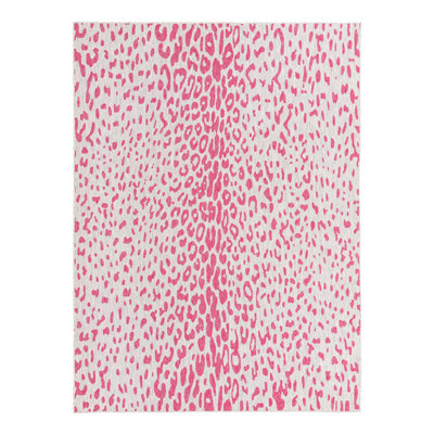 Tapis de safari d'extérieur rose et gris