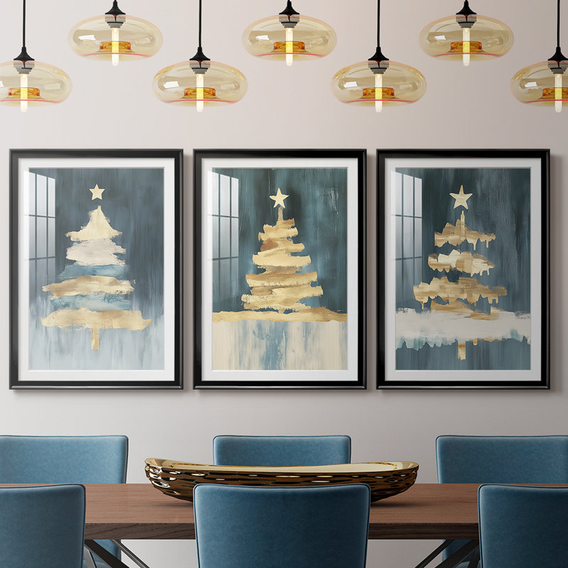 Art des Fêtes de Noël CXCV III - reproduction sur mesure encadrée de qualité supérieure - 3 pièces, Noir, H 21 po x l 30 po