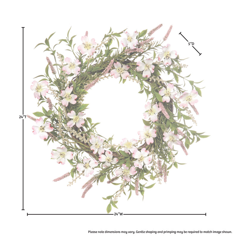 Faux Dogwood Polyester 23'' Wreath