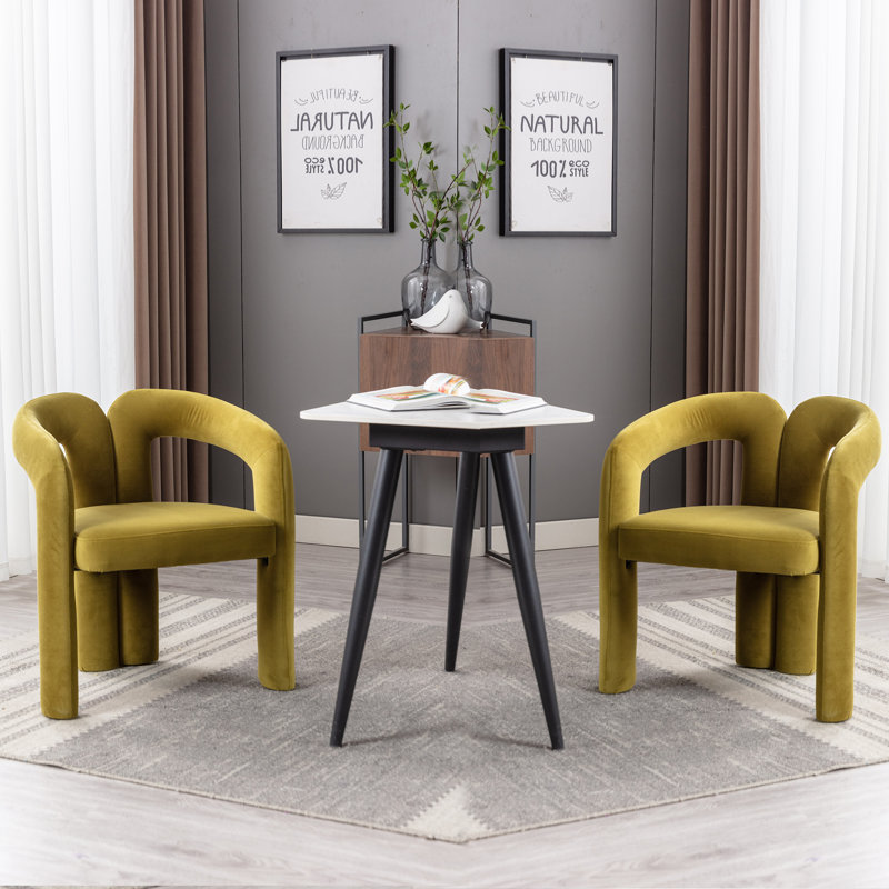 Alejos Velvet Armchair, Yellow
