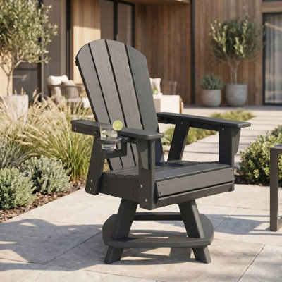 Chaise de salle à manger pivotante Adirondack avec porte-gobelet