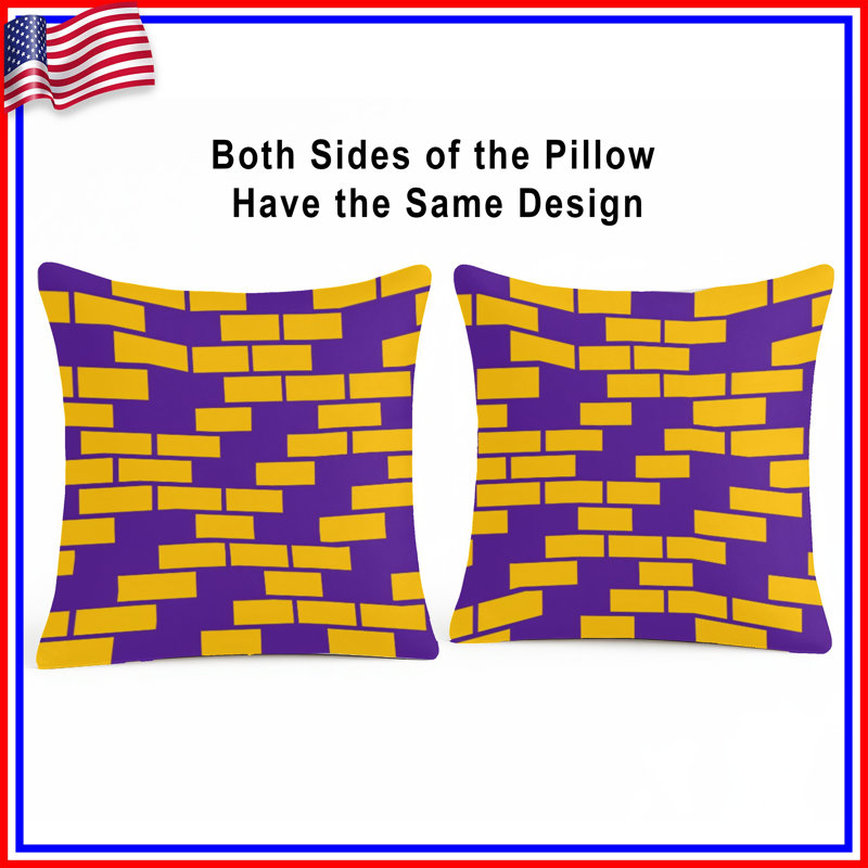 Coussins décoratifs à double face en brique jaune mauve, 16 x 16 pouces