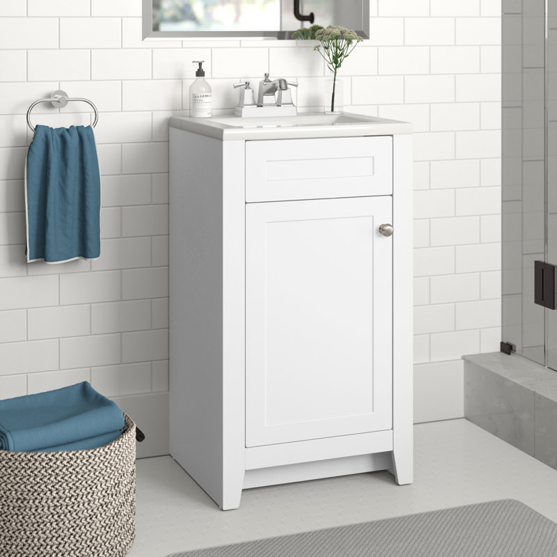 18.5" Single Bathroom Vanity With Cultured Marble Top, White