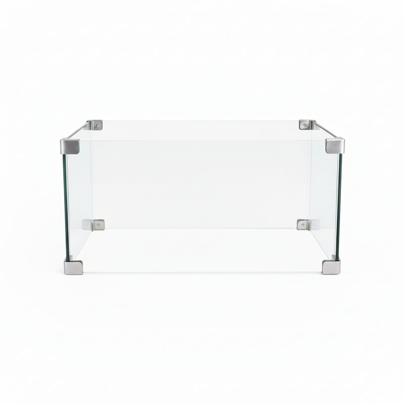 30" Square Glass Suited For Fire Pit Burners, Tempered Formation, Wind - Guarding Attribute Consistent Flame Operation, Modern Inspired Transparent Design To Decorate Any Space, Hassle Setup And
