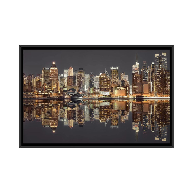 «New York V», impression sur toile, H 18 po x l 26 po x P 1,5 po, Toile avec cadre noir, Pas de tapis