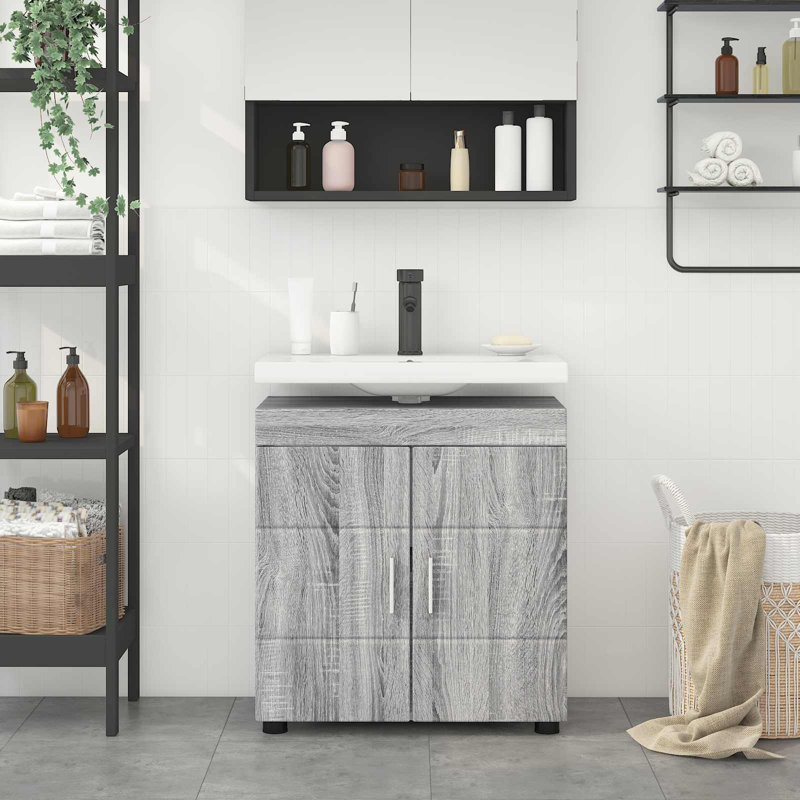  Bathroom Basin Cabinet With Storage 60 X 34 X 63 Cm, Grey Sonoma