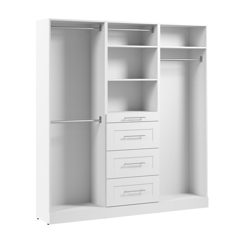 Système d'organisation à portée de main modulaire avec tringles, tablettes et tiroirs Bestar Florence