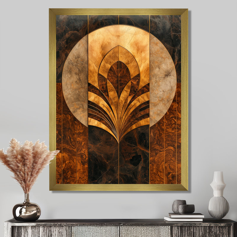 Owen - Abstract Canvas Prints, 44" H x 34" W, Single Picture Framed Print, Gold