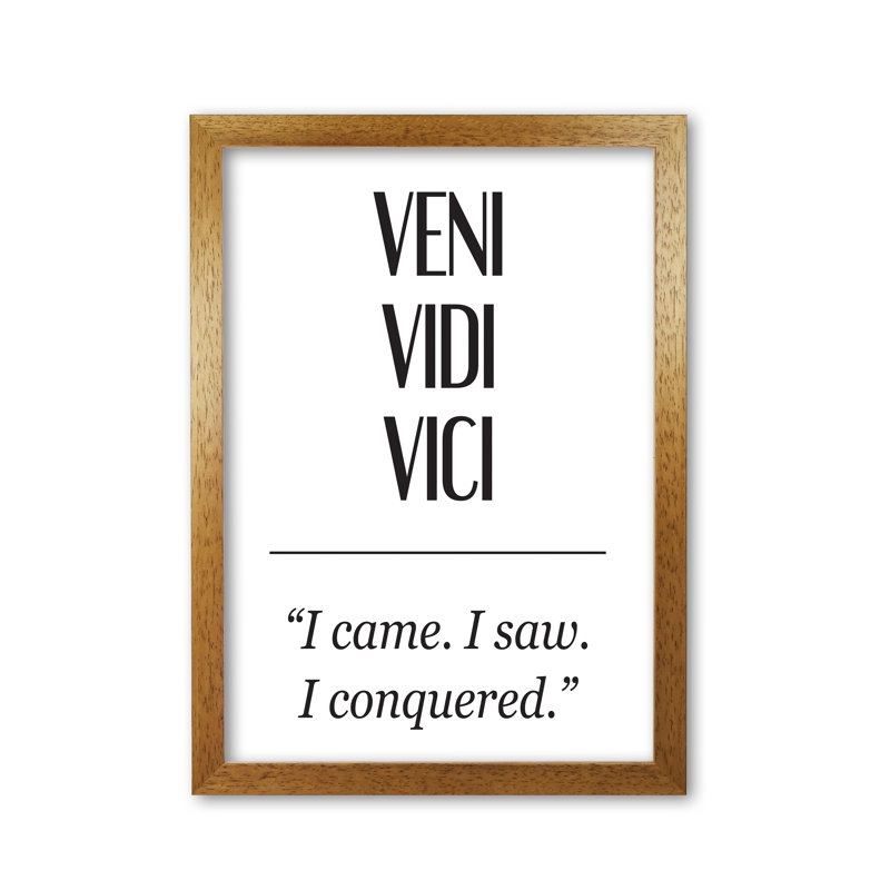 Veni Vidi Vici - Print, Honey Oak Frame, 42 cm H x 30 cm W x 5 cm D