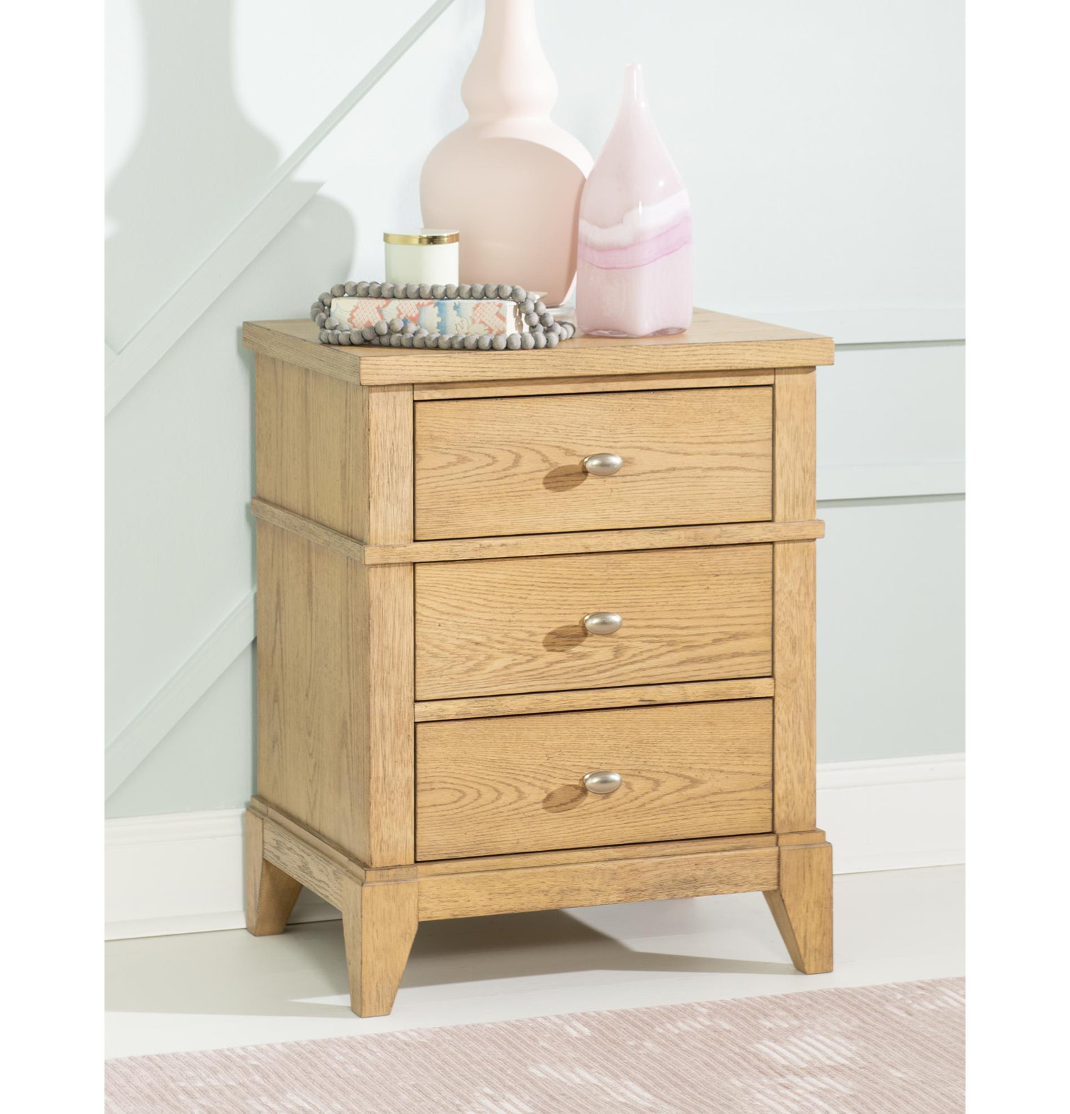 Today's Traditions Night Stand (3 Drawers, POWER W. 2 OUTLETS, 1 USB + 1 USB-C), Natural