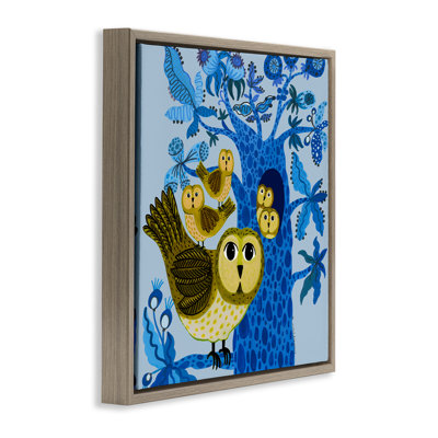 Playful Owls in Tree Floating Frame, design by Kay Widdowson