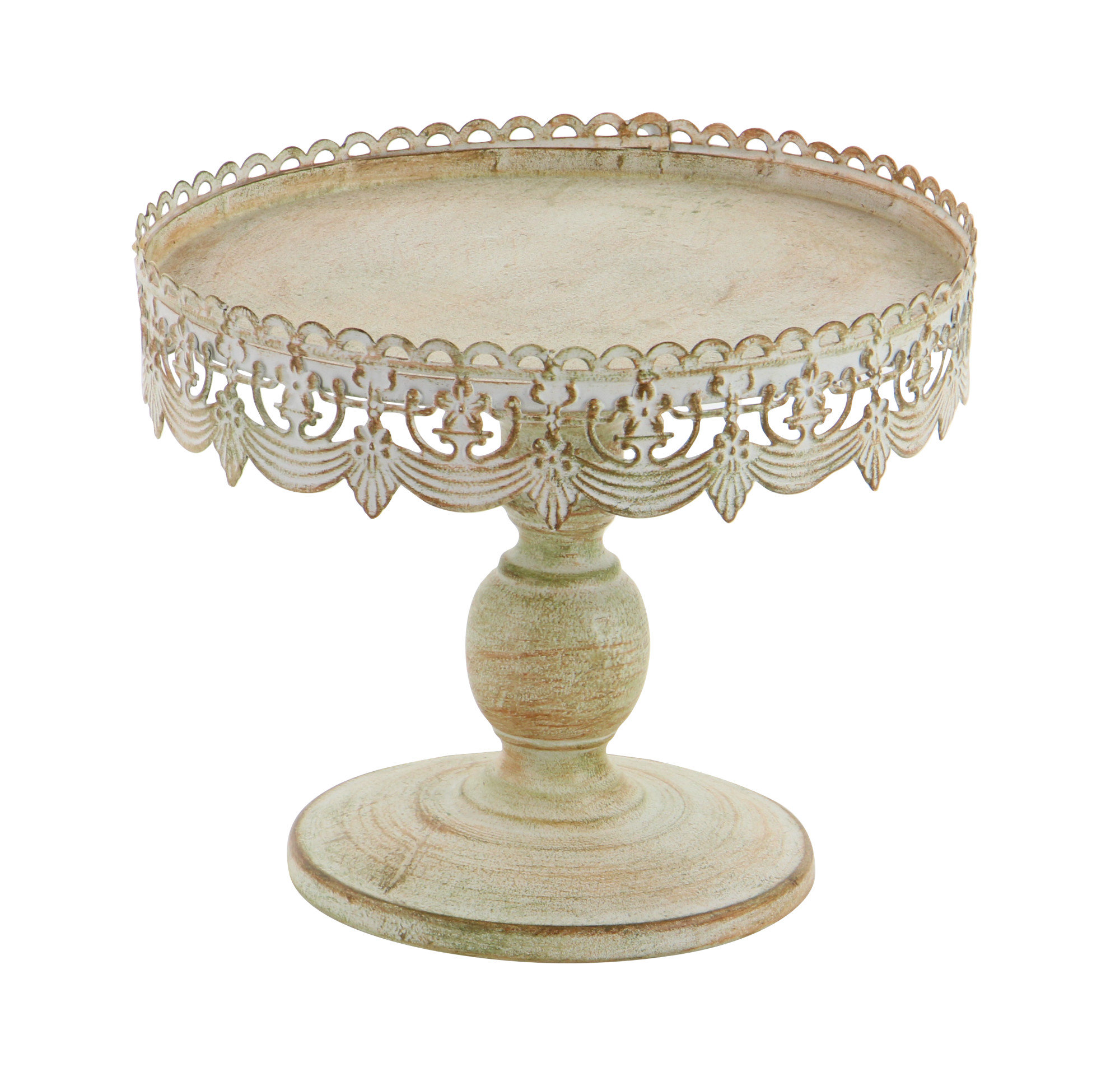 One Allium Way® Barnesville Metal Decorative White Cake Stand with Lace Inspired Edge & Reviews | Wayfair