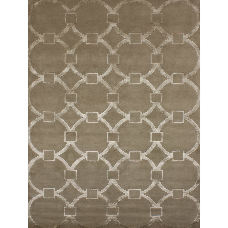 Geometric Area Rug in Brown/Silver, Rectangle 8' x 10'