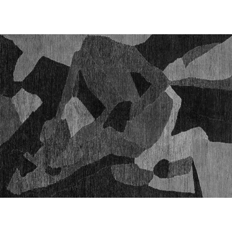 Tapis abstrait en laine et polyester tissé à la machine Calderin, Tapis de couloir 2 pi x 4 pi