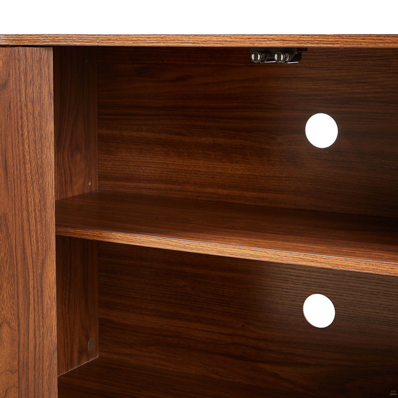 Ebern Designs 64" Vertical-Striped 4-Door Sideboard, Walnut, 24" H x 64" W x 15" D