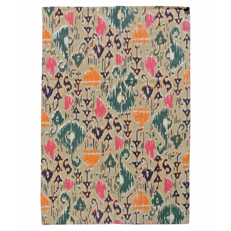 High-Quality Hand-Knotted Green And Brown Area Rug