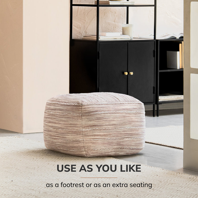 Ambler Upholstered Pouf, Beige