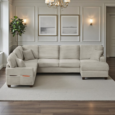 Canapé modulaire rembourré en forme de L avec repose-pieds mobile