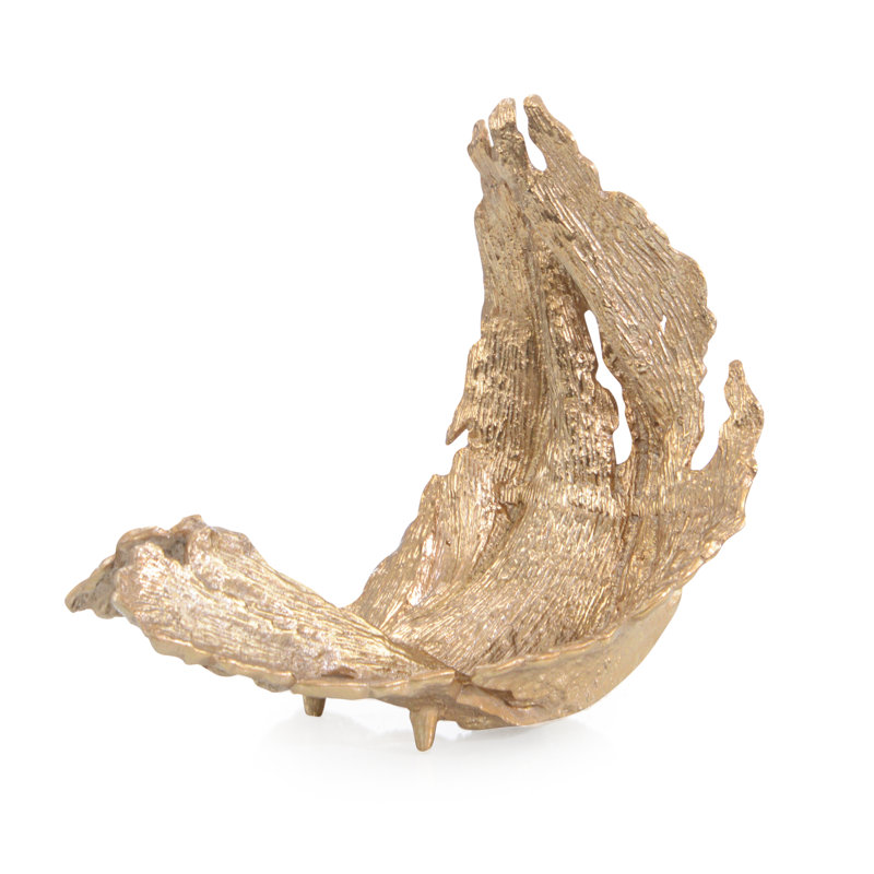 Time-Worn Leaf Sculpture, Small Brass, Brass