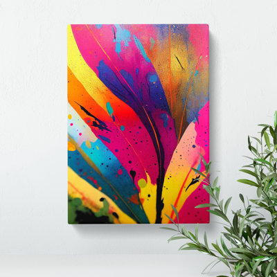 Feather Paint Splash No.3 Abstract - Wrapped Canvas Print